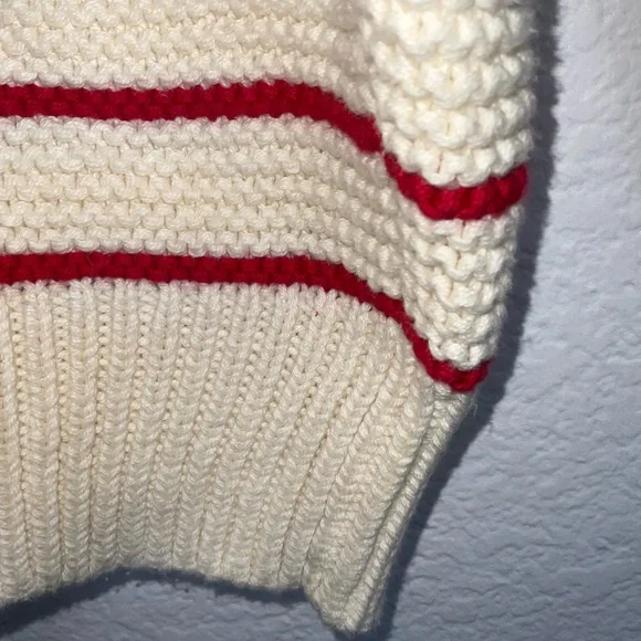 Alex Mill Cream and Red Striped Button Back Sweater - Picture 5 of 9